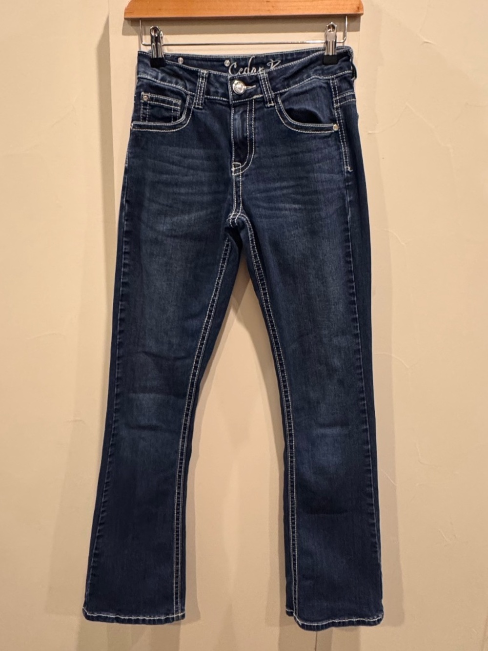 Girls Size 16 Cedar Rose Boot Cut Jeans with Embroidery and Rhinestones